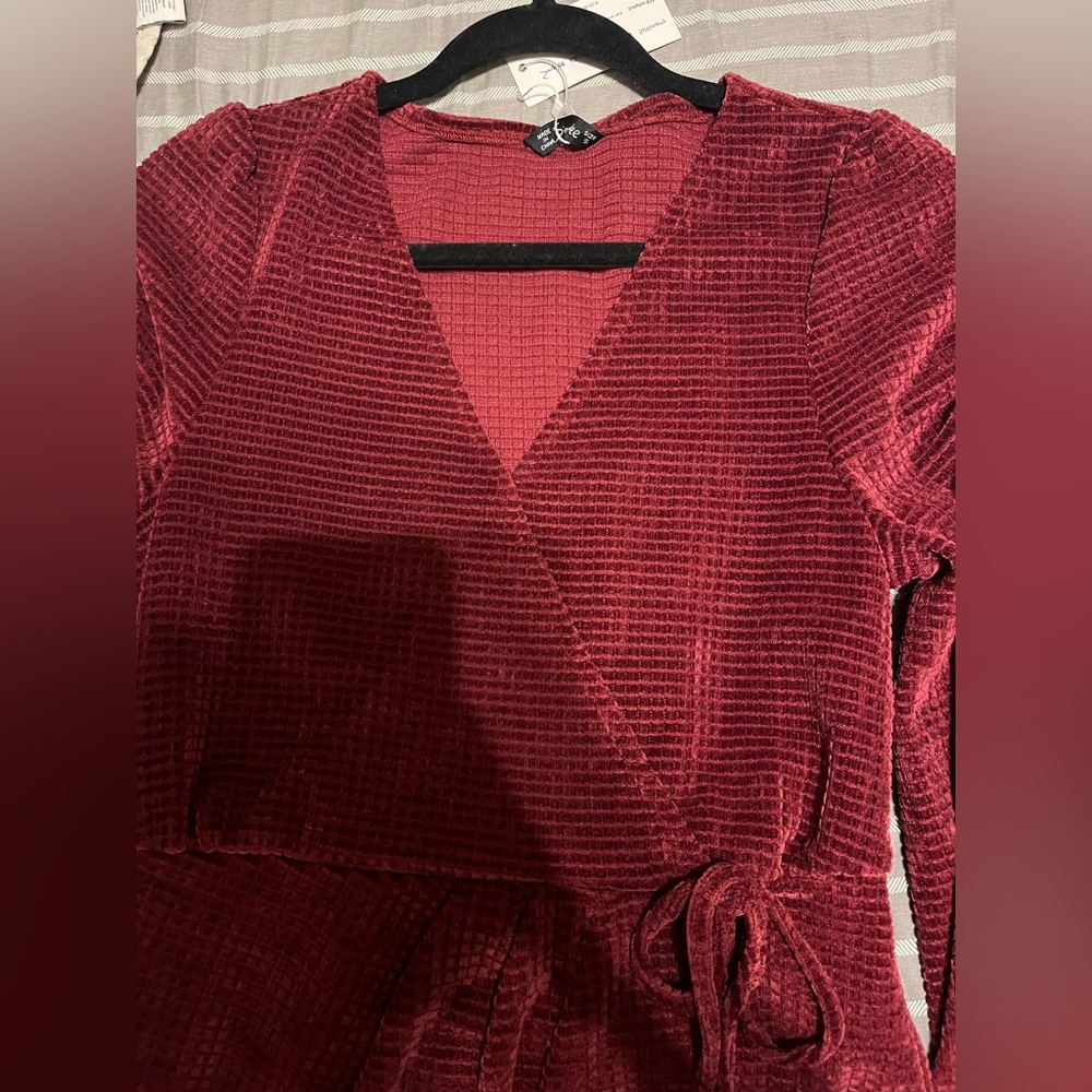 Crushed red velvet dress